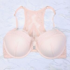 Victoria's Secret Dream Angels Lined Demi Racerback Bra 34DD Peach Lace